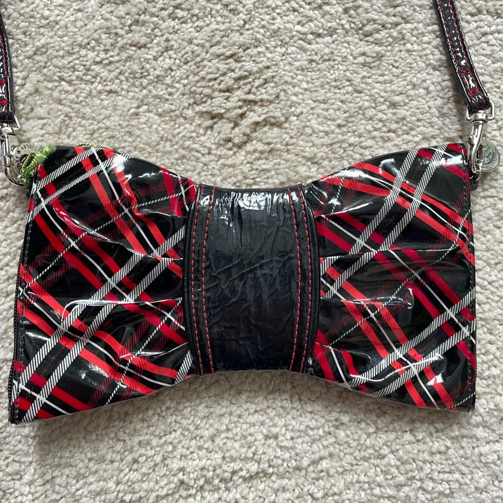 NWT Vera Bradley Plaid Bow Clutch/ Crossbody Purse